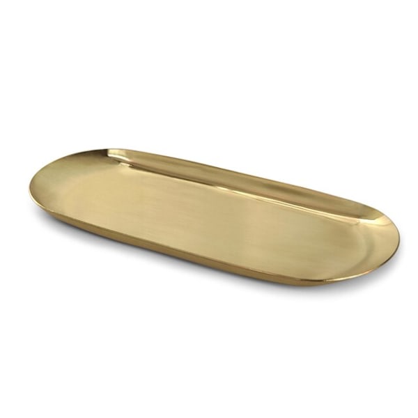 Oval bricka Flerfärgad rostfritt stål Serveringsbricka i metall för mat Aromaterapi Ljusverktyg Badrum Köksjuvel brushed brass
