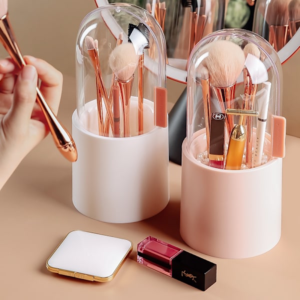 Lady's kosmetiske make-up børste opbevaringsboks white 22.5*10.5cm