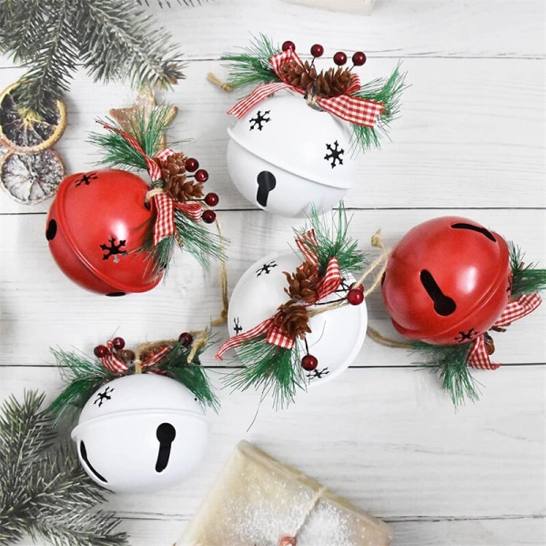 Christmas Metal Jingle Bell Bowknot Hamppuköysiriipuksella white 15*9*9cm