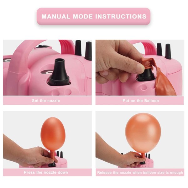 Automatisk elektrisk ballon Iator bærbar luftpumpe black+pink 20.5*15.5*14.5cm