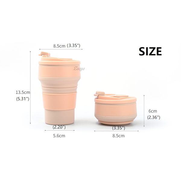 Bärbar teleskopisk silikonkopp 350ml pink