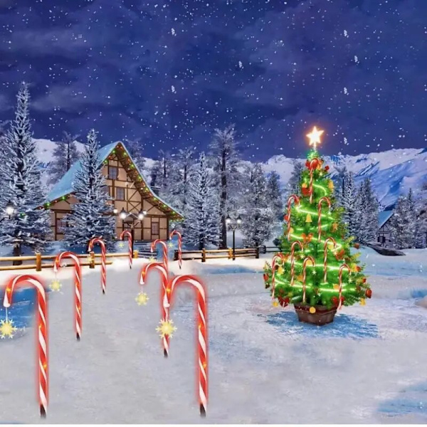 Udendørs julepynt Solar Candy Cane Lights Vandtæt Led Light C-5PCS