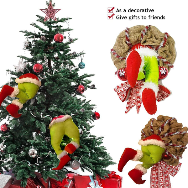 Christmas Burlap Design Hem Ytterdörr Elf Ben Kransbåge colorful small