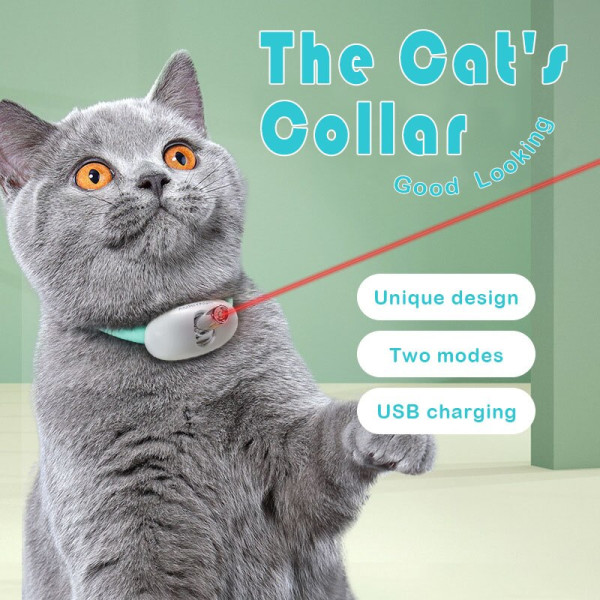 Elektrisk smart underholdende halsbånd til killing interaktivt kattelegetøj green+white 92*92*38mm