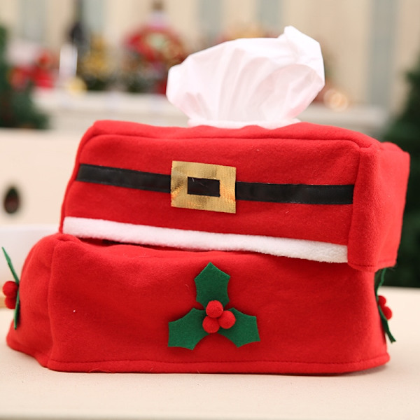 Julepynt til hjemmet Xmas Tissue Box Borddekoration red tissue box clover 10X13X24cm