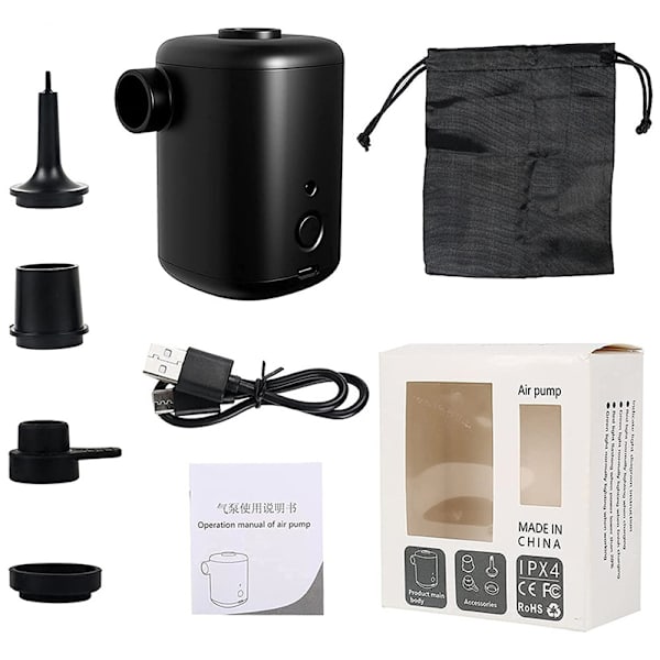 Mini elektrisk luftpump uppblåsbar simring black