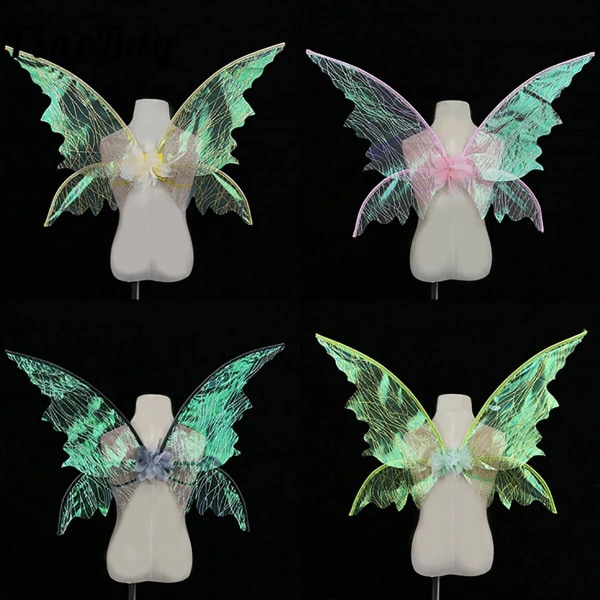 Lapset Tytöt Fairy Wings Angel Cosplay Halloween-juhlapukeutuminen Black One Size