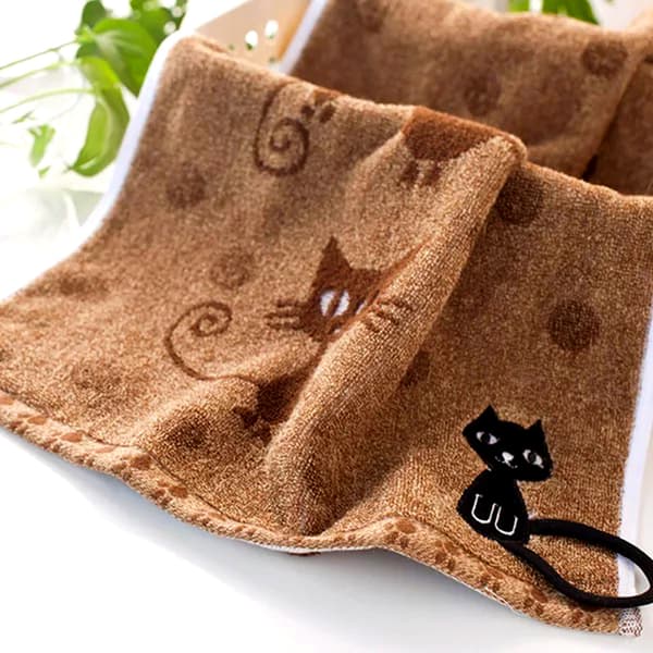 Söt katt 100 % bomull, solid handduk Snabbtorkande mjuk pink 50*25cm