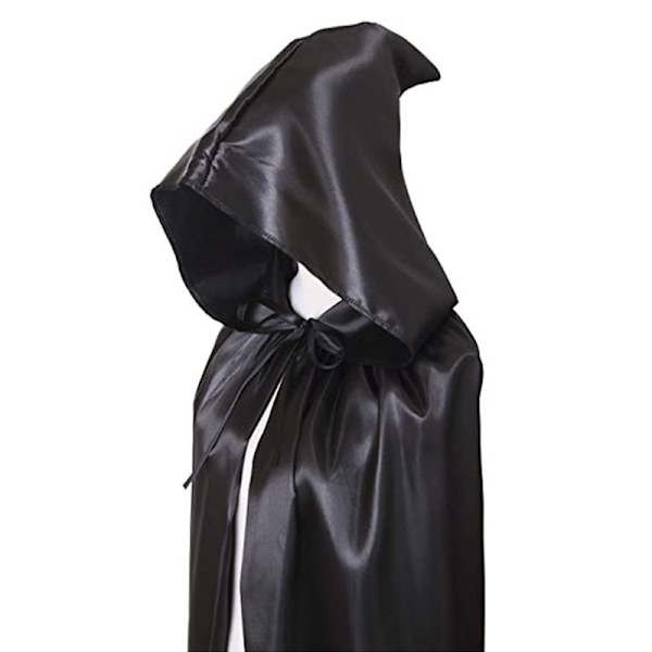 Svart kappe med hette - Middelalder vampyr heks kostyme for kvinner - Halloween kostyme - Karneval - Jul - Voksen M
