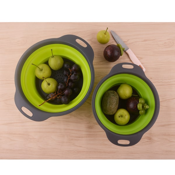 Pyöreä kokoontaittuva hedelmä- ja vihanneskorisiivilä green Small