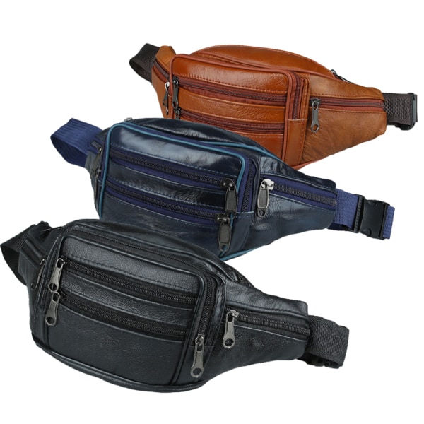 Män Läder Midjepaket Reseförvaring brown 22*12*6cm