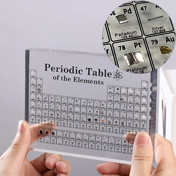 Periodisk system af grundstoffer Akryl Periodisk bord Skrivebordsdisplay med rigtige elementer Børn Undervisningsgaver Kemisk grundstof Hjem LARGE