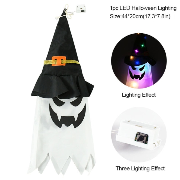 Halloween LED-vilkkuvalo Riippuva Ghost Party -pukeutuminen colorful light 44*20cm