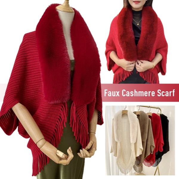 Fringed Winter Faux Cashmere Sjal Scarf red