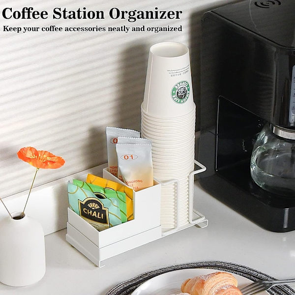 Engangskopholder Creative Desktop Papirkopopbevaringsstativ Take Cup Stativ Kontor Tepose Kaffe Kapsel Organiseringsboks White