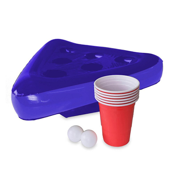 Oppustelig Beer Pong Trekant Kasket Udendørs Plænefester Legetøj Kastespil blue