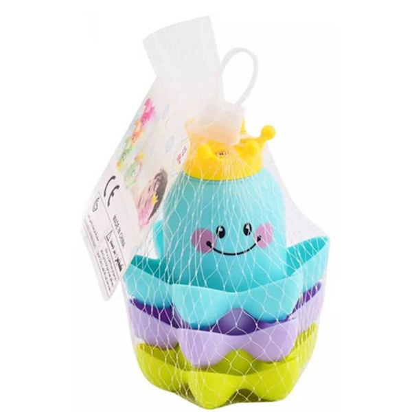 Summer Ocean Life Stacking Cups Badeværelseslegetøj green,pink,orange big