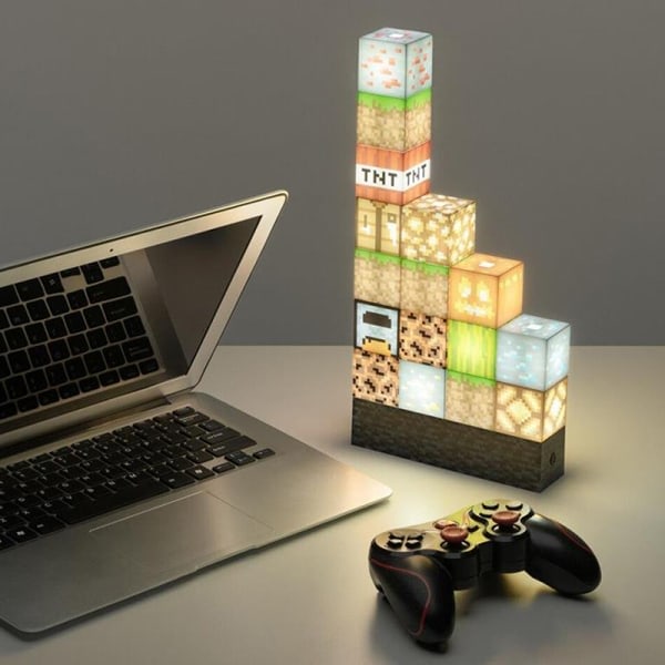 Minecraft Nattlampor Byggklossar Stitching Lamp USB Ström