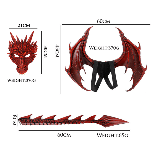 Halloween Cospty Dragonadult børnefest dyrekostume green 60*45*8cm