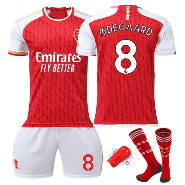 23/24 Arsenal hjemmefodboldtrøje og med trøje og beskyttelsesudstyr 8 ØDEGAARD Barnstorlek 24