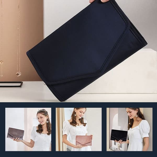Vikbar sammet resesmyckeväska light gray 23*15cm