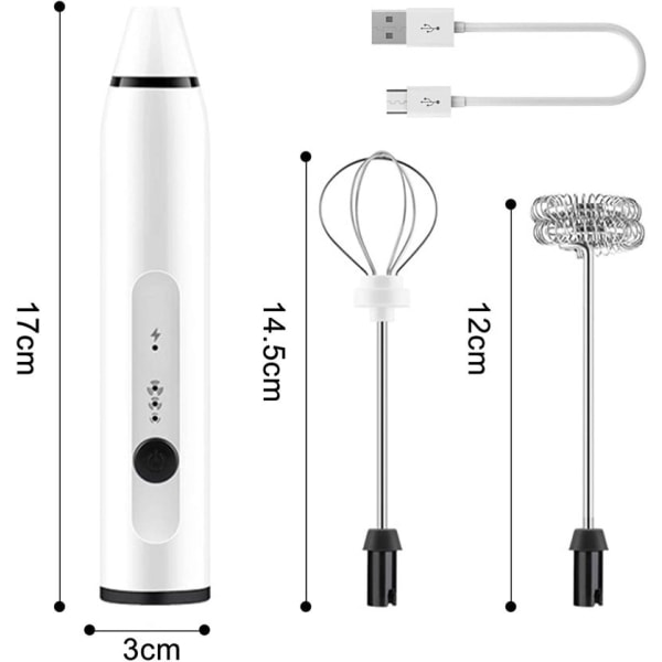 Rostfritt stål handhållen elektrisk mjölkskummare äggvisp silver