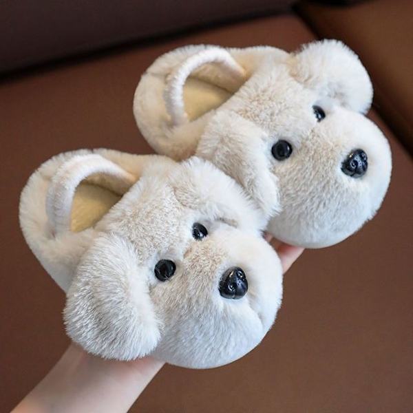 Barns bomullstofflor pojke 1-3 år Söt tecknad flickatofflor Baby bomullsdrag Höst och vinter white 220(insole19cm )