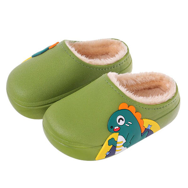 Barn bomullstofflor vinter tecknad vattentät bomullssko Plysch hemmasko yellow 24-25-insole15cm
