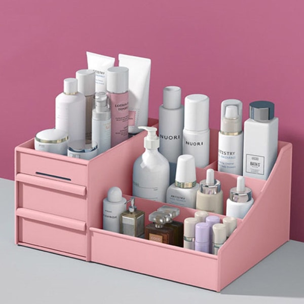 Makeup Organizer Kosmetisk opbevaringsboks med stor kapacitet pink