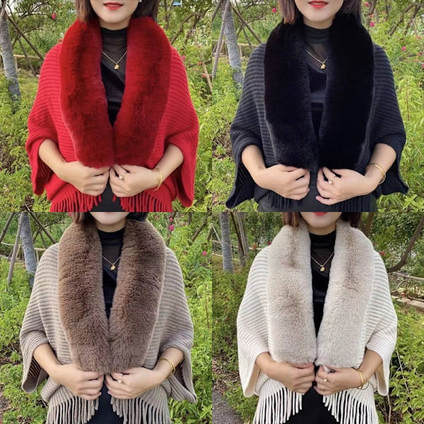 Fringed Winter Faux Cashmere Sjal Scarf purple