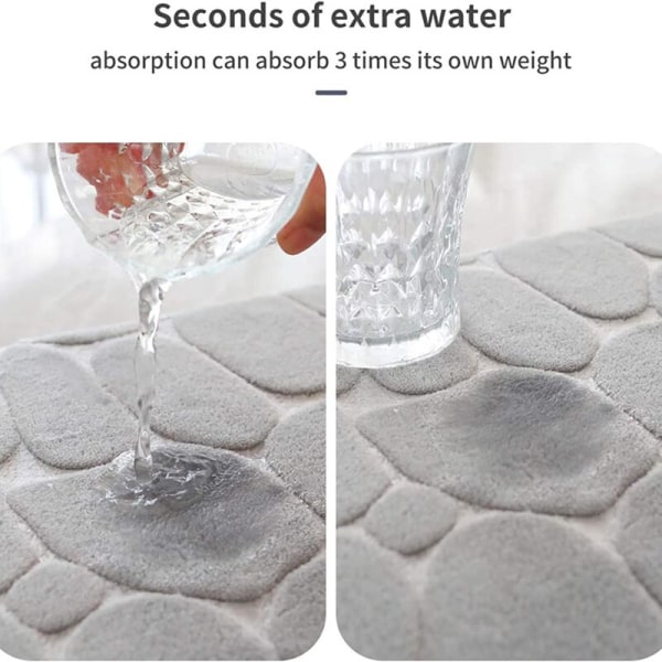 Mukulakivi kohokuvioitu kylpymatto Liukumaton kylpyhuonematot Ovimatto Memory Foam Pad gray 50x80cm