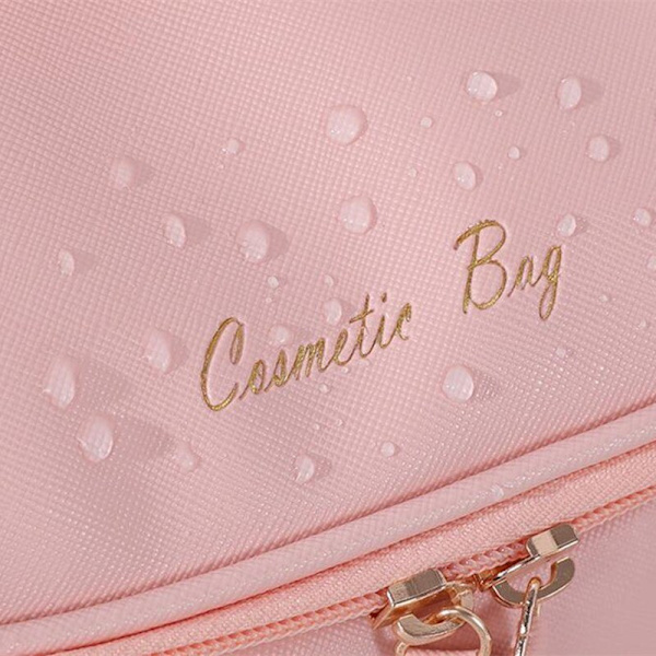 PU læder stor kosmetisk dame lynlås vandtæt makeup taske pink 15*14*23cm