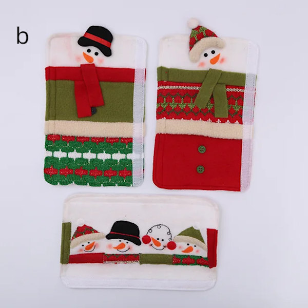 Kylskåpsdörrknopphandske Tredelad mikrovågsugnsknopphandske Snowman Juldekoration b