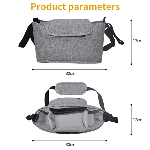 Baby rattaiden imetysvaippavaippariippuva pussi gray 30cm*17cm*12cm