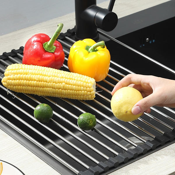Foldbart opvaskestativ Multi-Use køkken silikone afløb red 295*470mm