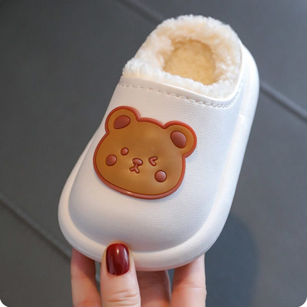 Baby bomullstofflor Vinter Barn vattentäta hemtofflor för flickor tecknad white (thick) 26-27 (inner 17cm)