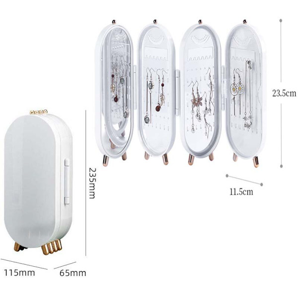 Smykkeskrin med stor kapacitet øreringe Halskæde Display Stand white 23.5*11.5*6.5cm