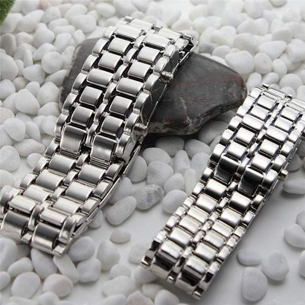 Version LED Lava Armbåndsur Par Version Chain Watch silver+blue 12.5*25*210mm