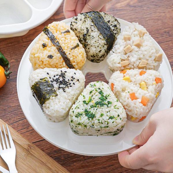 Rice Ball Sushi Maker 6 Hulrum Trekant Sushi Making Kit Mold Måltid Køkkentilbehør White