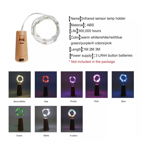 Ljusslinga för flaska LED (med batteri) halloween jullampa Four-color 1PC