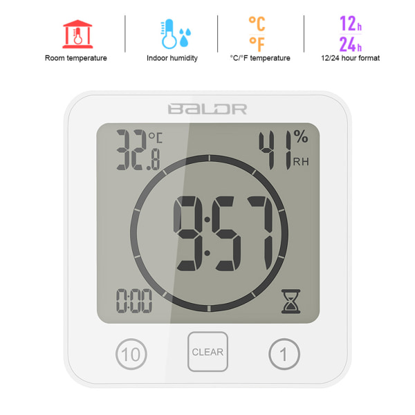 Lcd-skærm Waterdichte Digital Badkamer Wandklok green 102x35x106mm