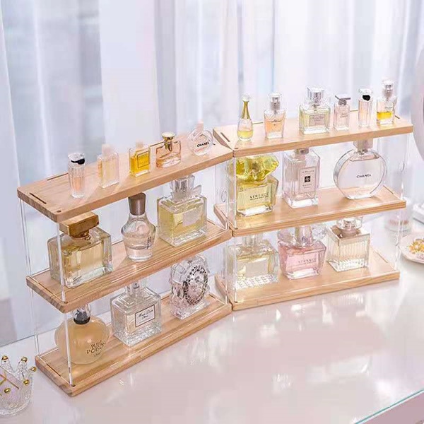 2 Lags Parfume Opbevaringsboks Legetøj Display Stand clear 30*9.6*27.7cm