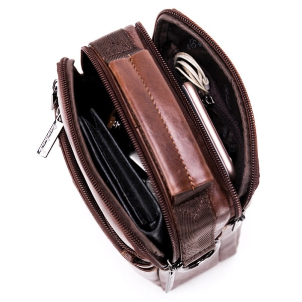 Män Läder Axelväska Messenger Satchel Crossbody Handväska Brown