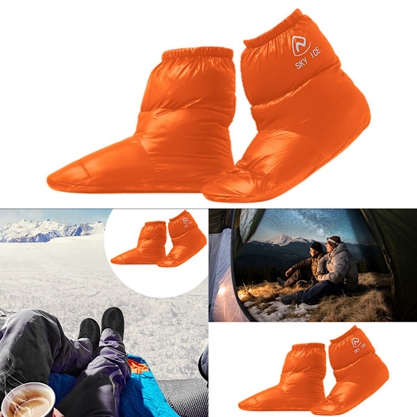 Vinter utomhuscampingtält Varma mjuka tofflor stövlar orange large