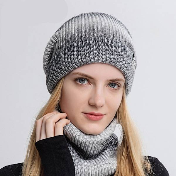 Winter Warm Scarf Hat Set Sticka Gradient Tie Dye blue