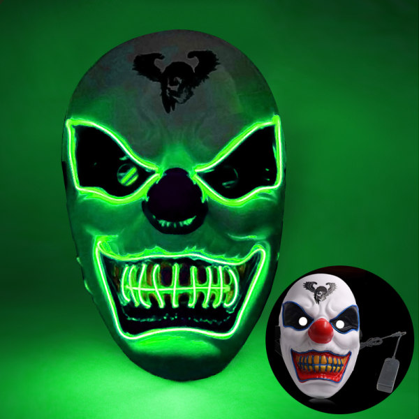 halloween skräck clown glödande mask skräck rekvisita green light