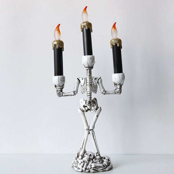 Halloween Dekorativ Skull LED-ljushållare silver