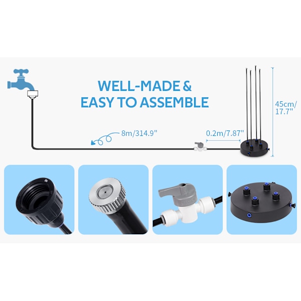 Ståande spraykylsystem för gårdskylbevattning black 19*19*6cm(packaging)