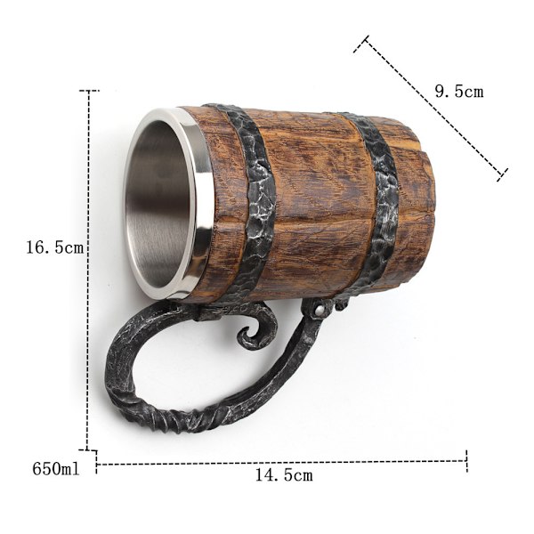Rustfrit stål Resin 3D Cup 600ml