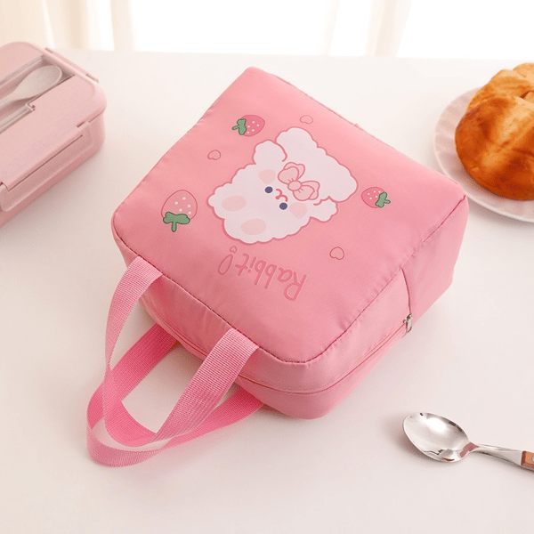 Tecknad barn bärbar isolerad matsäck pink 21*14*19cm